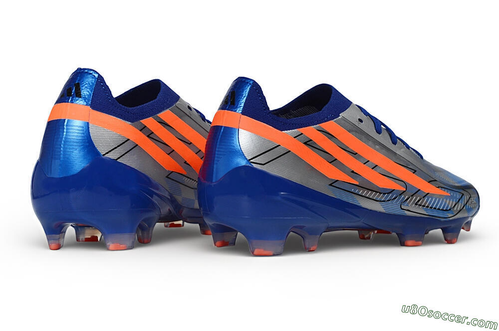 Adidas F50 Hyperfast Elite Laceless FG Firm Ground Soccer Cleats - Silver/Lucid Blue/Solar Red 6