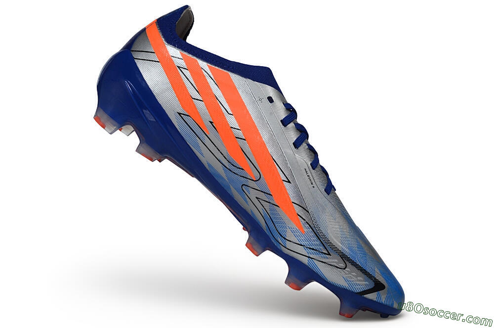 Adidas F50 Hyperfast Elite Laceless FG Firm Ground Soccer Cleats - Silver/Lucid Blue/Solar Red 4