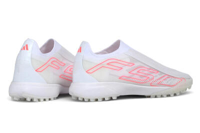 Adidas F50 Hyperfast Elite Laceless TF Artificial Turf Soccer Shoes - White/Cloud White/Solar Pink