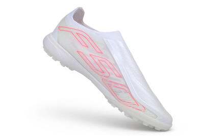 Adidas F50 Hyperfast Elite Laceless TF Artificial Turf Soccer Shoes - White/Cloud White/Solar Pink