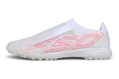 Adidas F50 Hyperfast Elite Laceless TF Artificial Turf Soccer Shoes - White/Cloud White/Solar Pink