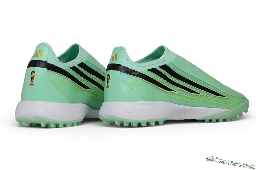 Adidas F50 Hyperfast Elite Laceless TF Artificial Turf Soccer Shoes - Green/Mint/Core Black 6