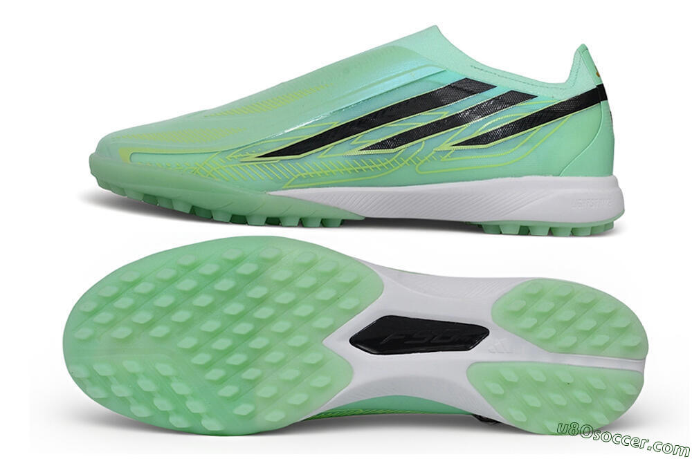 Adidas F50 Hyperfast Elite Laceless TF Artificial Turf Soccer Shoes - Green/Mint/Core Black 0