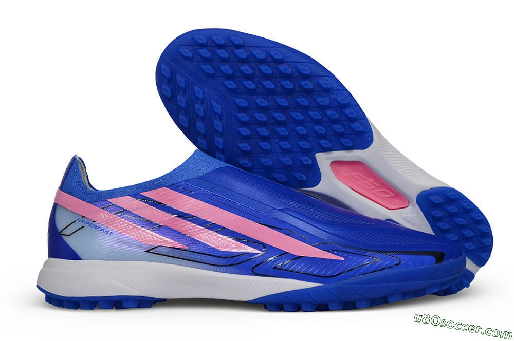 Adidas F50 Hyperfast Elite Laceless TF Artificial Turf Soccer Shoes - Blue/Lucid Blue/Lucid Pink 1