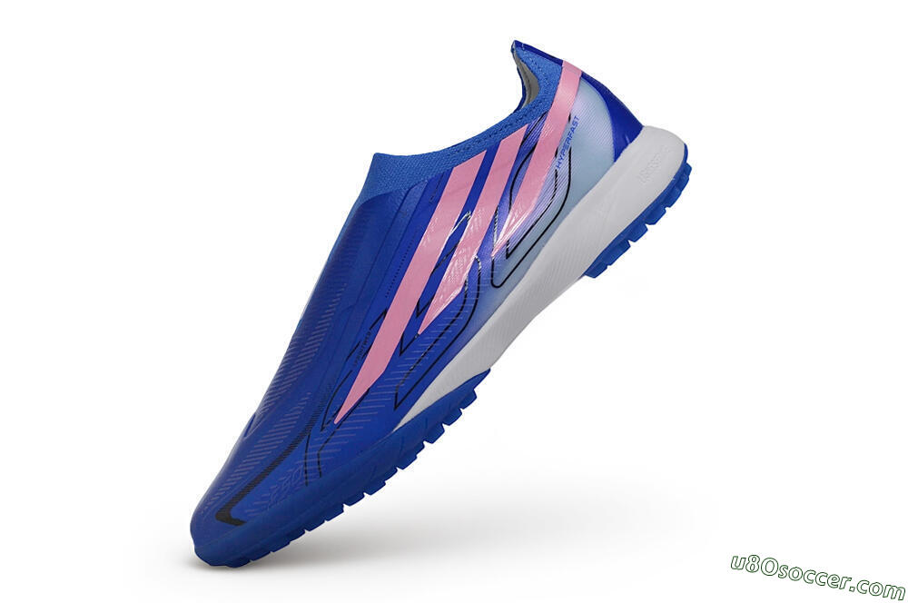 Adidas F50 Hyperfast Elite Laceless TF Artificial Turf Soccer Shoes - Blue/Lucid Blue/Lucid Pink 5
