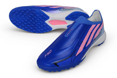 Adidas F50 Hyperfast Elite Laceless TF Artificial Turf Soccer Shoes - Blue/Lucid Blue/Lucid Pink