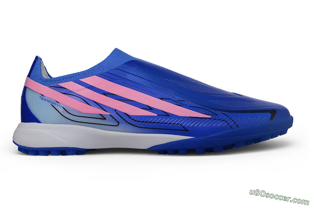 Adidas F50 Hyperfast Elite Laceless TF Artificial Turf Soccer Shoes - Blue/Lucid Blue/Lucid Pink 2