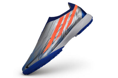 Adidas F50 Hyperfast Elite Laceless TF Artificial Turf Soccer Shoes - Silver/Metallic Silver/Bright Royal