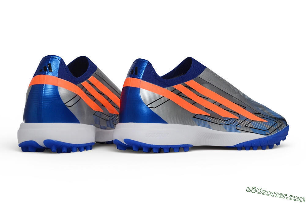 Adidas F50 Hyperfast Elite Laceless TF Artificial Turf Soccer Shoes - Silver/Metallic Silver/Bright Royal 6