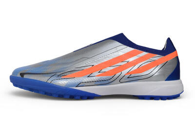 Adidas F50 Hyperfast Elite Laceless TF Artificial Turf Soccer Shoes - Silver/Metallic Silver/Bright Royal