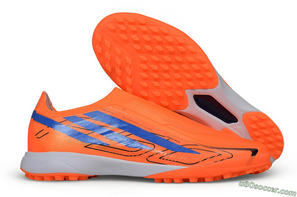 Adidas F50 Hyperfast Elite Laceless TF Artificial Turf Soccer Shoes - Orange/Solar Orange/Lucid Blue 1