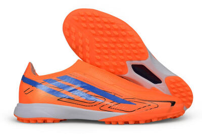 Adidas F50 Hyperfast Elite Laceless TF Artificial Turf Soccer Shoes - Orange/Solar Orange/Lucid Blue