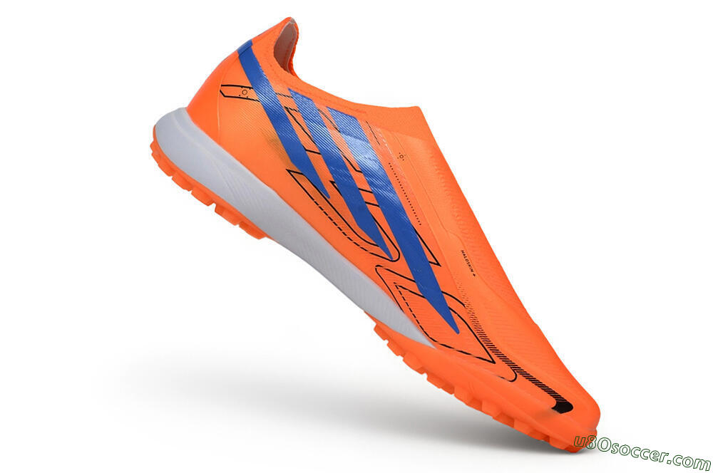Adidas F50 Hyperfast Elite Laceless TF Artificial Turf Soccer Shoes - Orange/Solar Orange/Lucid Blue 4