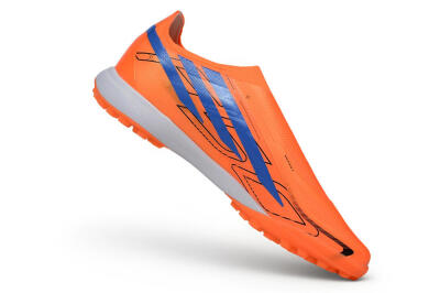 Adidas F50 Hyperfast Elite Laceless TF Artificial Turf Soccer Shoes - Orange/Solar Orange/Lucid Blue