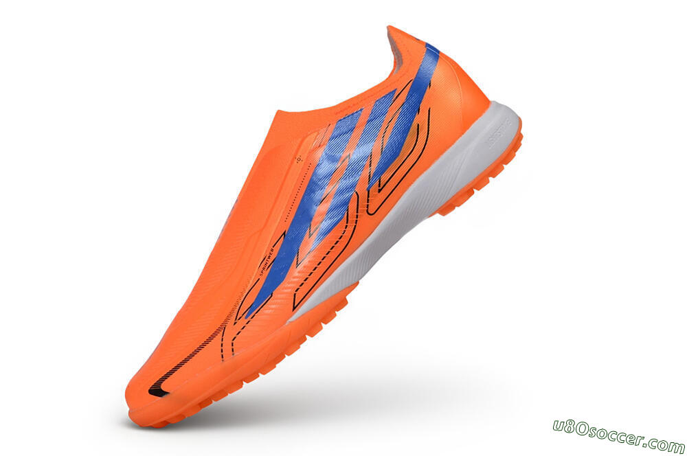 Adidas F50 Hyperfast Elite Laceless TF Artificial Turf Soccer Shoes - Orange/Solar Orange/Lucid Blue 5