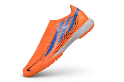 Adidas F50 Hyperfast Elite Laceless TF Artificial Turf Soccer Shoes - Orange/Solar Orange/Lucid Blue