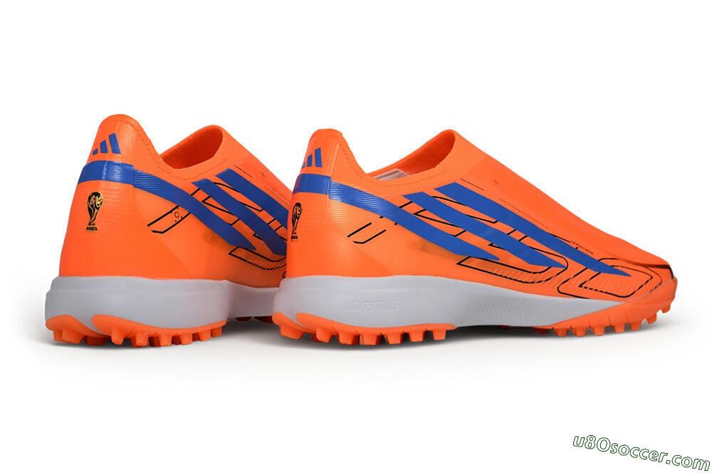 Adidas F50 Hyperfast Elite Laceless TF Artificial Turf Soccer Shoes - Orange/Solar Orange/Lucid Blue 6