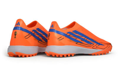 Adidas F50 Hyperfast Elite Laceless TF Artificial Turf Soccer Shoes - Orange/Solar Orange/Lucid Blue