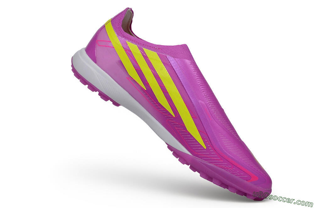 Adidas F50 Hyperfast Elite Laceless TF Artificial Turf Soccer Shoes - Purple/Lucid Fuchsia/Solar Yellow 4