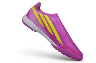 Adidas F50 Hyperfast Elite Laceless TF Artificial Turf Soccer Shoes - Purple/Lucid Fuchsia/Solar Yellow