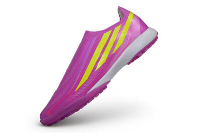 Adidas F50 Hyperfast Elite Laceless TF Artificial Turf Soccer Shoes - Purple/Lucid Fuchsia/Solar Yellow