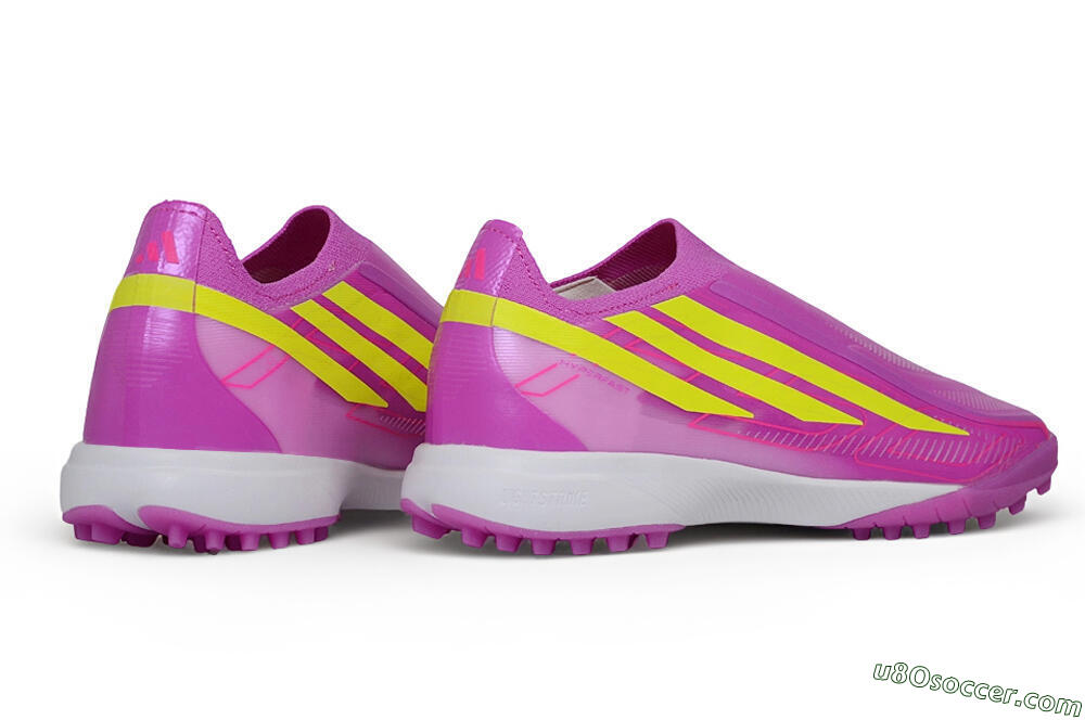 Adidas F50 Hyperfast Elite Laceless TF Artificial Turf Soccer Shoes - Purple/Lucid Fuchsia/Solar Yellow 6
