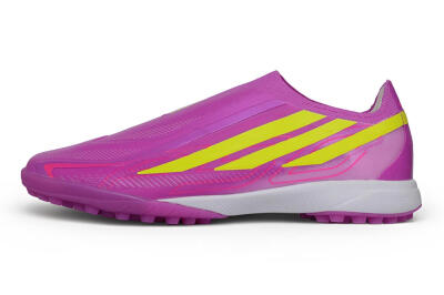 Adidas F50 Hyperfast Elite Laceless TF Artificial Turf Soccer Shoes - Purple/Lucid Fuchsia/Solar Yellow