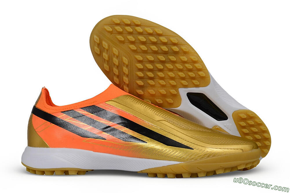 Adidas F50 Hyperfast Elite Laceless TF Artificial Turf Soccer Shoes - Gold/Solar Gold/Orange Rush 1