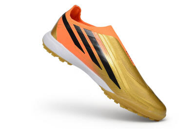 Adidas F50 Hyperfast Elite Laceless TF Artificial Turf Soccer Shoes - Gold/Solar Gold/Orange Rush