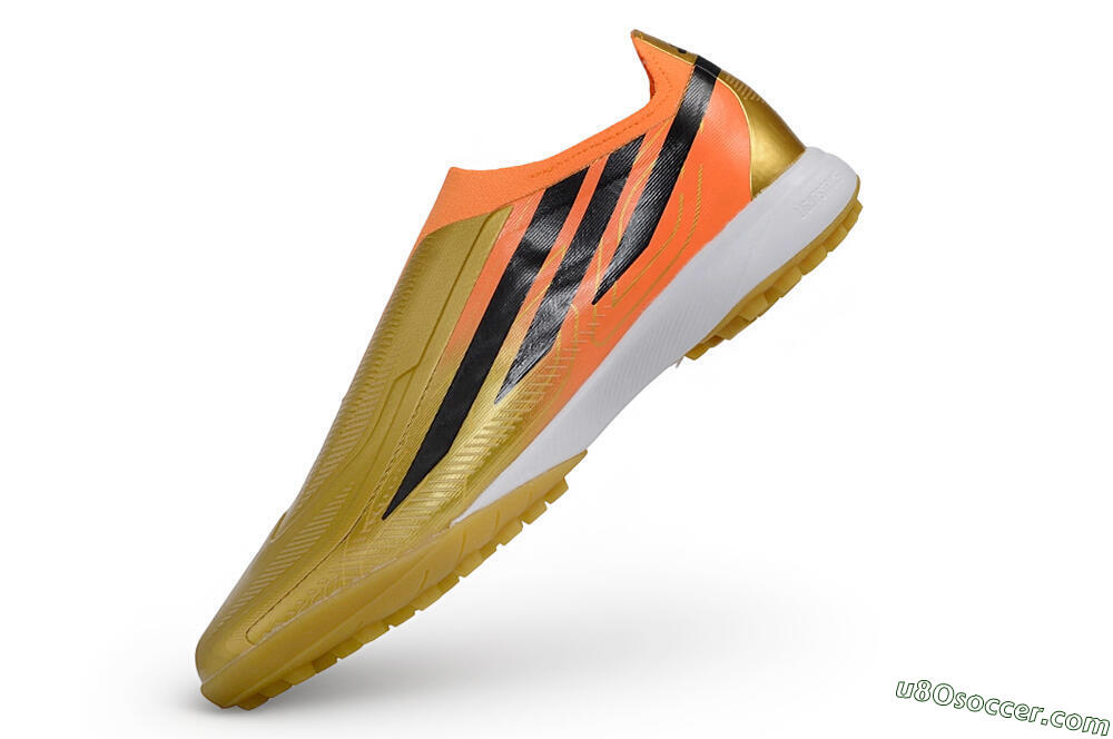 Adidas F50 Hyperfast Elite Laceless TF Artificial Turf Soccer Shoes - Gold/Solar Gold/Orange Rush 5