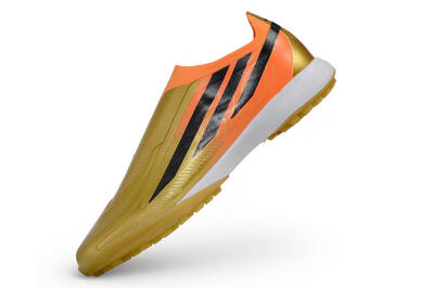 Adidas F50 Hyperfast Elite Laceless TF Artificial Turf Soccer Shoes - Gold/Solar Gold/Orange Rush