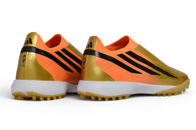 Adidas F50 Hyperfast Elite Laceless TF Artificial Turf Soccer Shoes - Gold/Solar Gold/Orange Rush