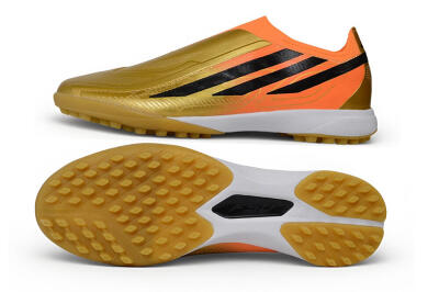 Adidas F50 Hyperfast Elite Laceless TF Artificial Turf Soccer Shoes - Gold/Solar Gold/Orange Rush
