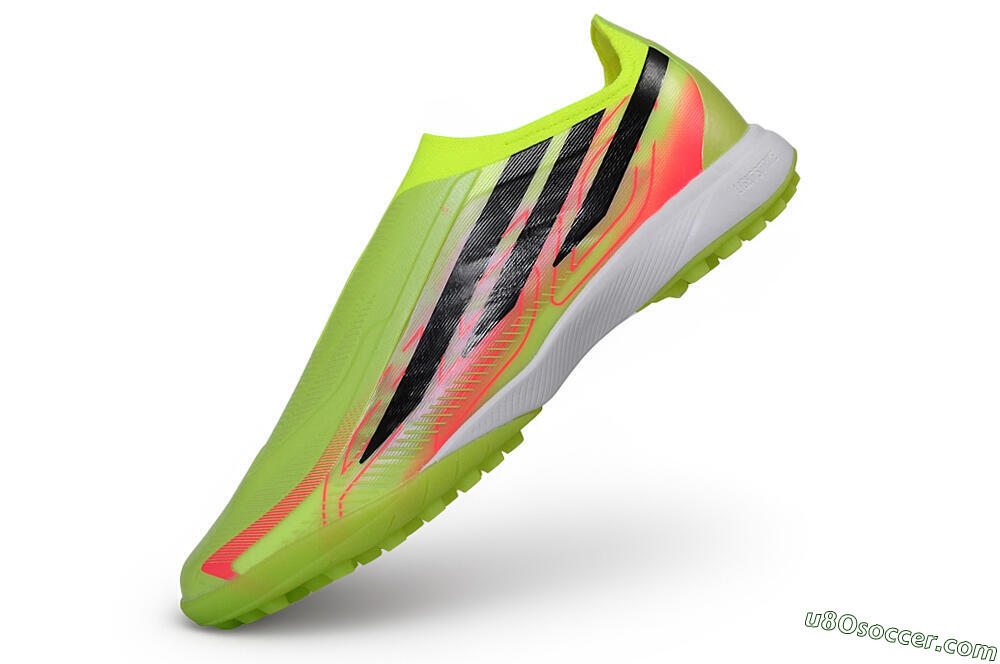 Adidas F50 Hyperfast Elite Laceless TF Artificial Turf Soccer Shoes - Yellow/Solar Yellow/Lucid Pink 5