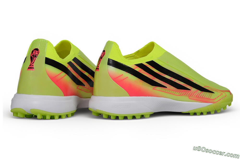 Adidas F50 Hyperfast Elite Laceless TF Artificial Turf Soccer Shoes - Yellow/Solar Yellow/Lucid Pink 6
