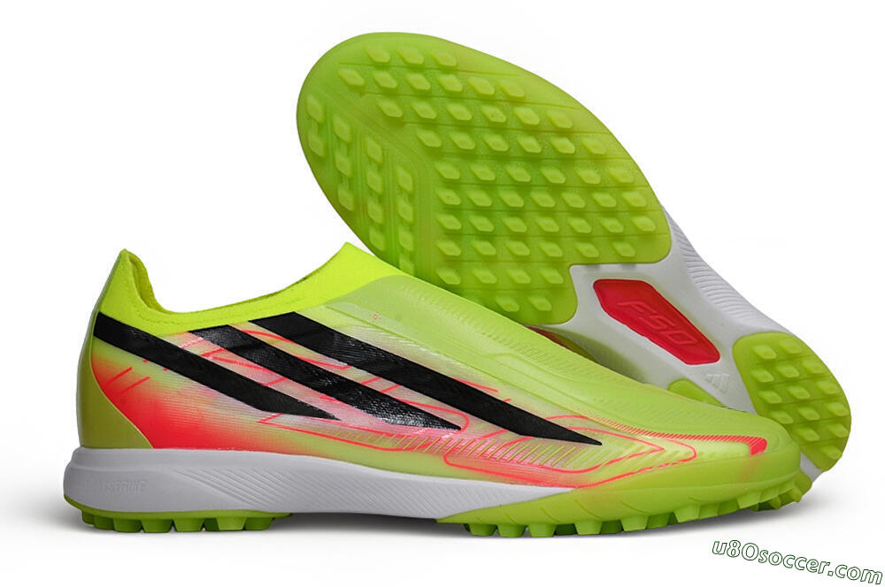 Adidas F50 Hyperfast Elite Laceless TF Artificial Turf Soccer Shoes - Yellow/Solar Yellow/Lucid Pink 1