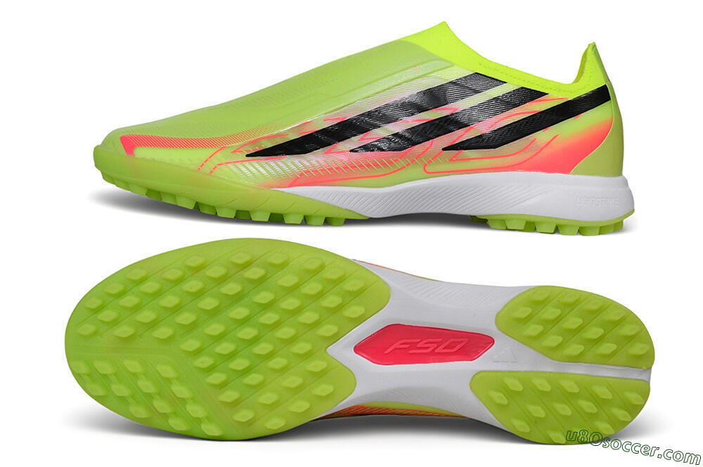 Adidas F50 Hyperfast Elite Laceless TF Artificial Turf Soccer Shoes - Yellow/Solar Yellow/Lucid Pink 0