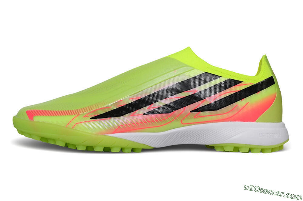 Adidas F50 Hyperfast Elite Laceless TF Artificial Turf Soccer Shoes - Yellow/Solar Yellow/Lucid Pink 2