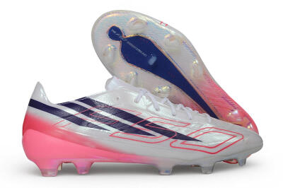 Adidas F50 Hyperfast Evo FG Firm Ground Soccer Cleats - White/Lucid Pink/Night Indigo