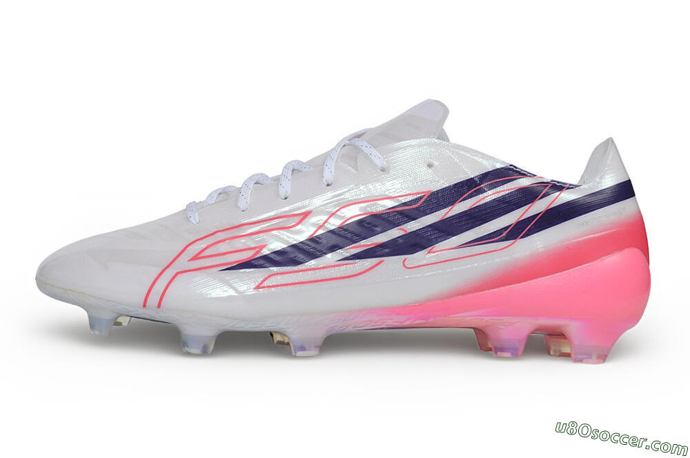 Adidas F50 Hyperfast Evo FG Firm Ground Soccer Cleats - White/Lucid Pink/Night Indigo 2