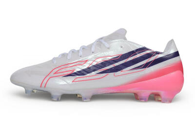 Adidas F50 Hyperfast Evo FG Firm Ground Soccer Cleats - White/Lucid Pink/Night Indigo