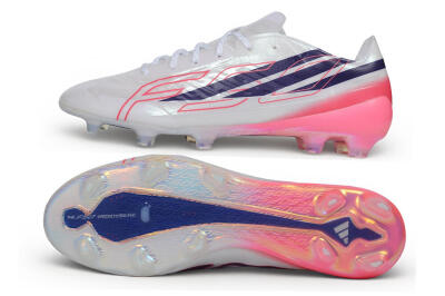 Adidas F50 Hyperfast Evo FG Firm Ground Soccer Cleats - White/Lucid Pink/Night Indigo