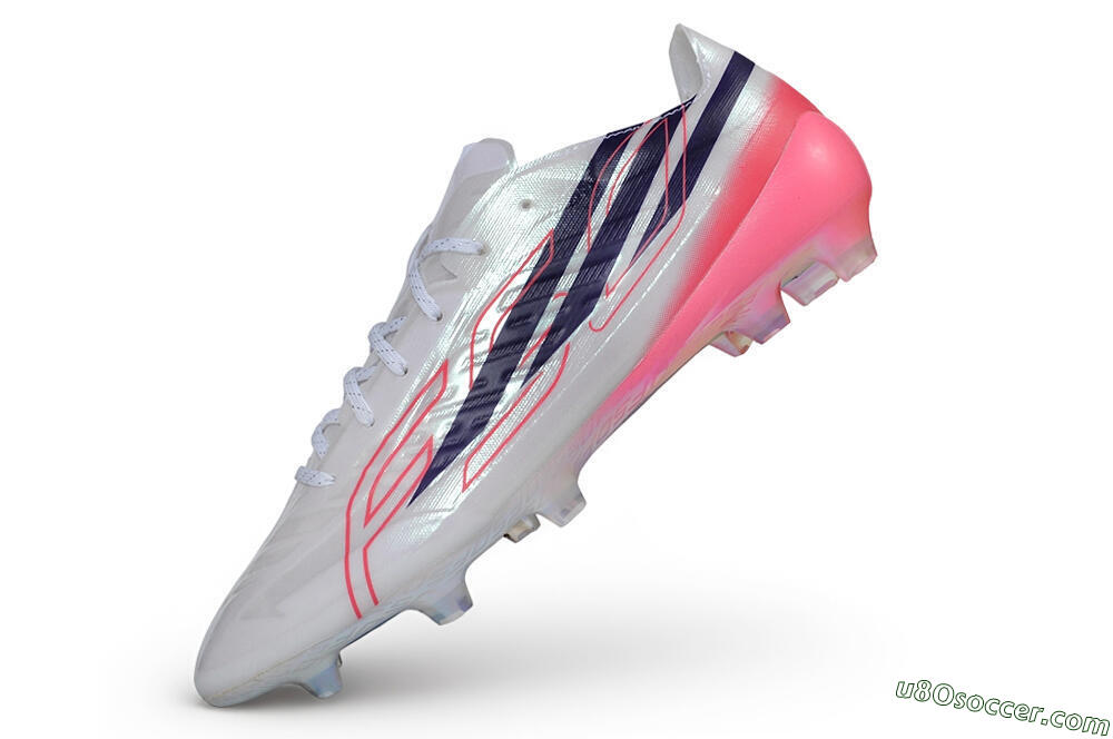 Adidas F50 Hyperfast Evo FG Firm Ground Soccer Cleats - White/Lucid Pink/Night Indigo 5