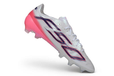 Adidas F50 Hyperfast Evo FG Firm Ground Soccer Cleats - White/Lucid Pink/Night Indigo