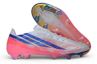 Adidas F50 Hyperfast Evo FG Firm Ground Soccer Cleats - White/Lucid Blue/Solar Pink
