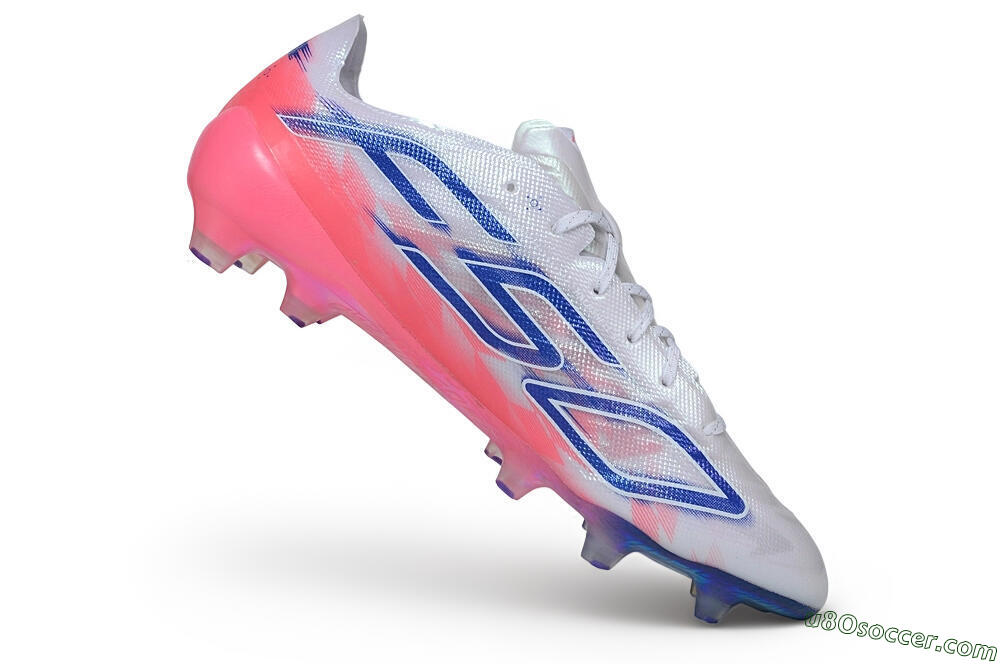 Adidas F50 Hyperfast Evo FG Firm Ground Soccer Cleats - White/Lucid Blue/Solar Pink 4