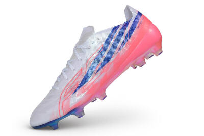 Adidas F50 Hyperfast Evo FG Firm Ground Soccer Cleats - White/Lucid Blue/Solar Pink