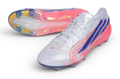 Adidas F50 Hyperfast Evo FG Firm Ground Soccer Cleats - White/Lucid Blue/Solar Pink