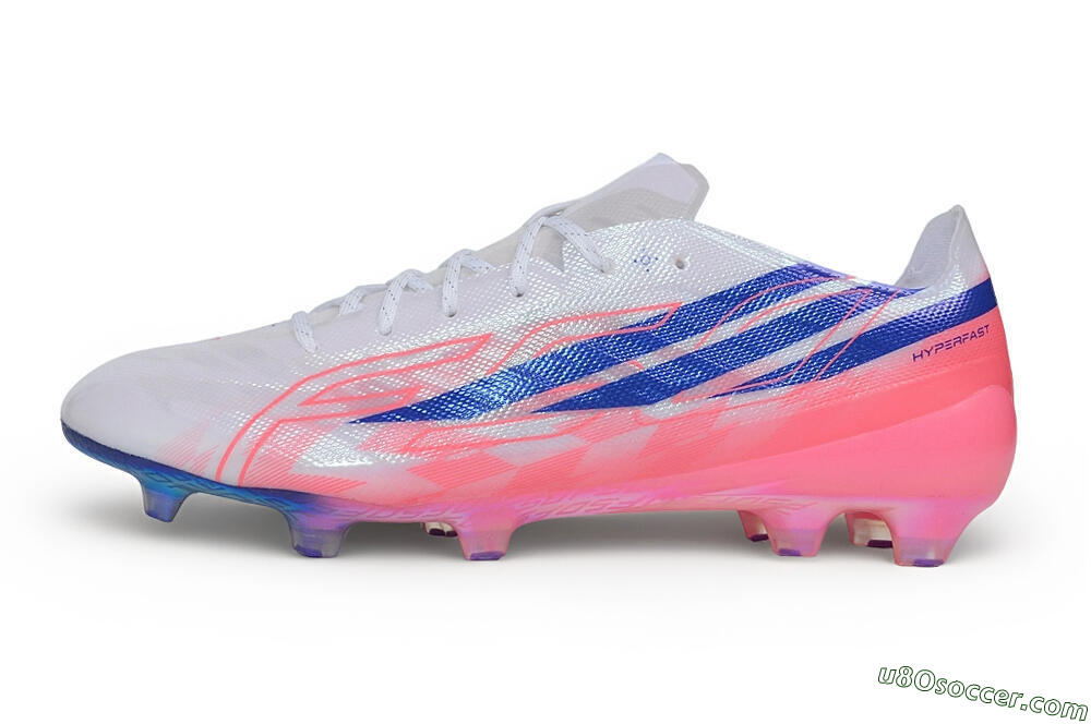 Adidas F50 Hyperfast Evo FG Firm Ground Soccer Cleats - White/Lucid Blue/Solar Pink 2