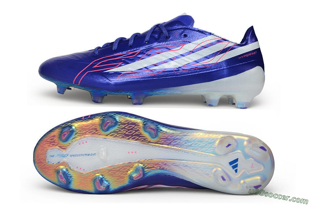 Adidas F50 Hyperfast Evo FG Firm Ground Soccer Cleats - Blue/Lucid Blue/White 0